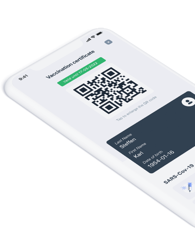 Téléphone portable avec QR code du certificat de vaccination